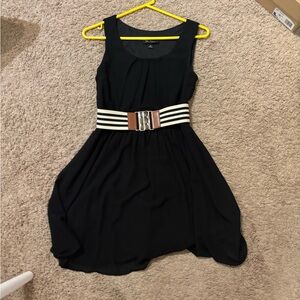NWOT 1 hr sale BCX Black Sleeveless Mini Dress with Striped Waist Belt Xs. NWOT